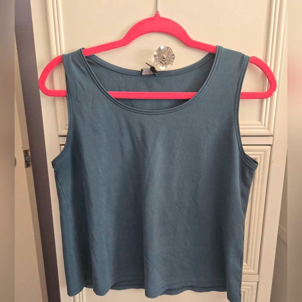 Eileen Fisher Blue Silk Sleeveless Top Size Petite M